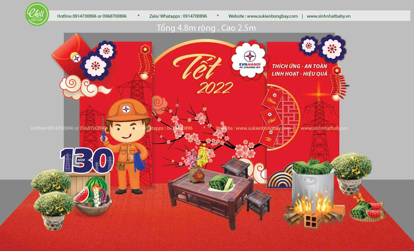 Trang Trí Tết Công Ty Ở Hai Bà Trưng 2027 – Decor Văn Phòng, Sảnh Công Ty